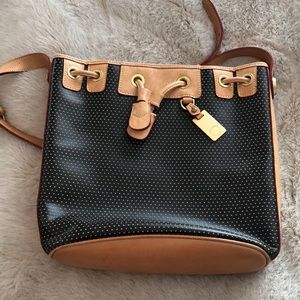 Dooney and Bourke leather bucket tote tan
